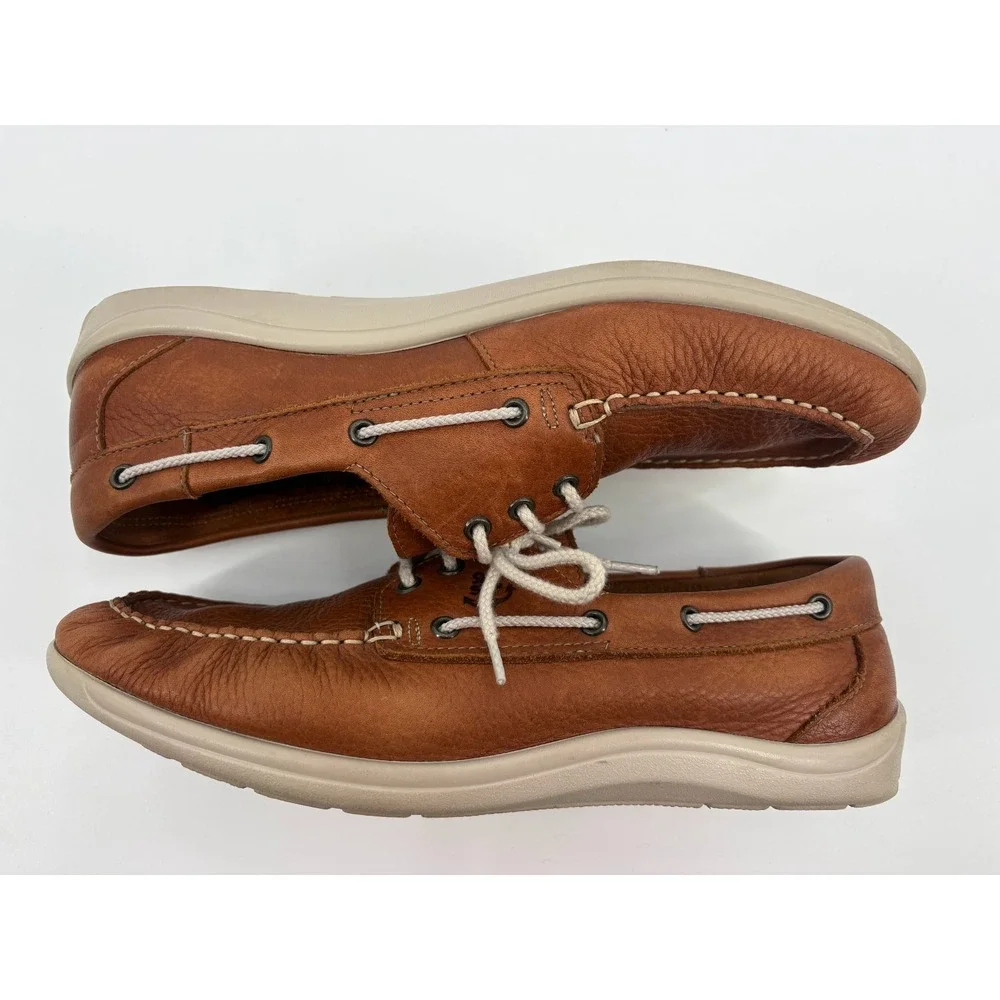 SAS Decksider Boat Shoes Men's Brown Leather Casual Comfort Tripad, USA, 12M